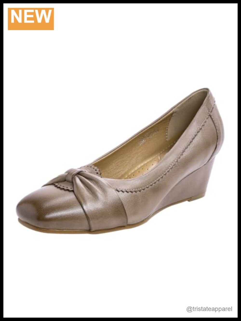 Women's Leather Square Toe Wedge Pump Office Dress Shoes